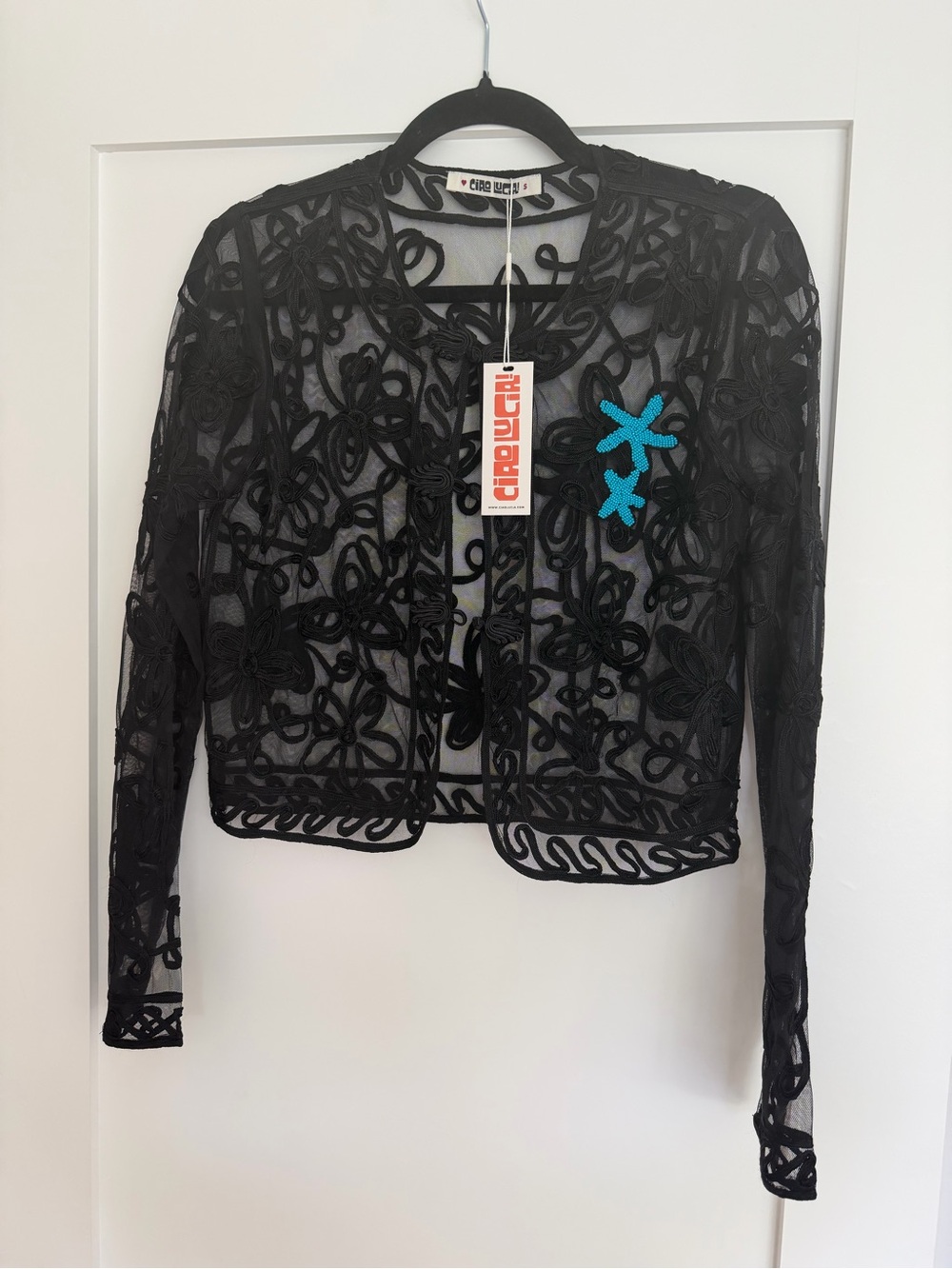 NWT Ciao Lucia Black Embroidered beaded Osane jacket